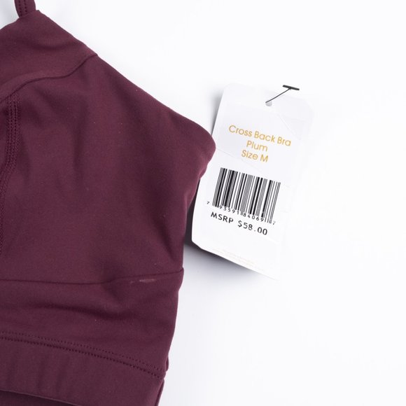 NEW Sol & Mane Cross Back Bra Plum Yoga sports bra - Picture 3 of 9